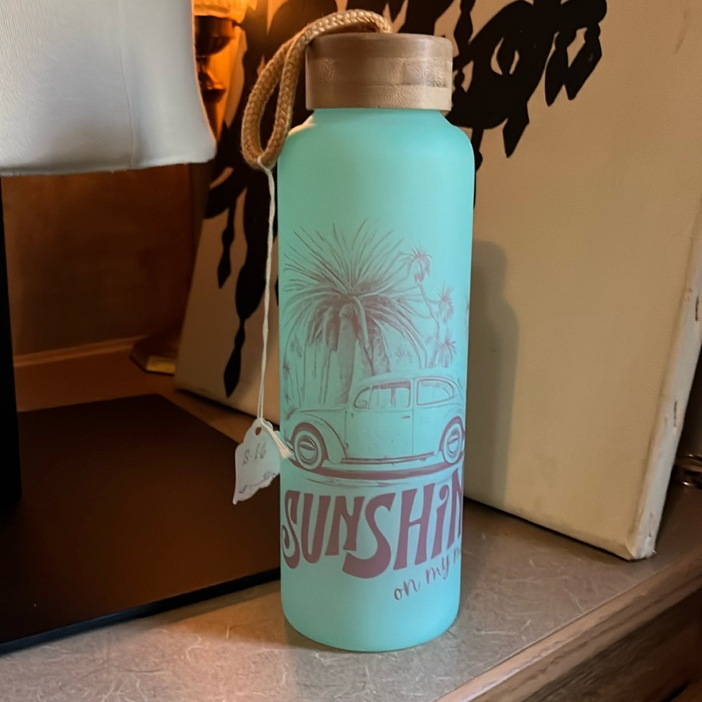 Mainstays Bamboo Lid 25 Oz Frosted Glass Bottle